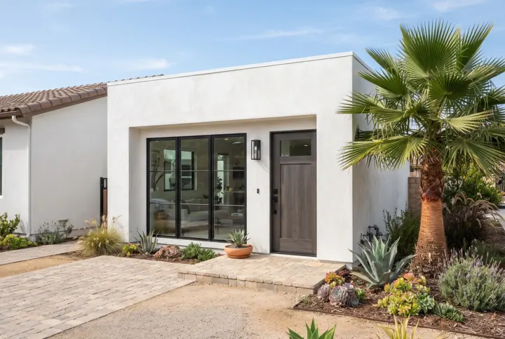 The exterior of a garage converted into an ADU